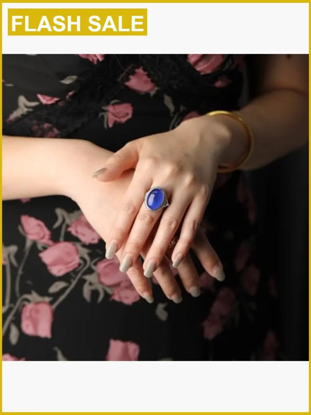 Oval Mood Ring - Sterling Silver Statement Ring for Women